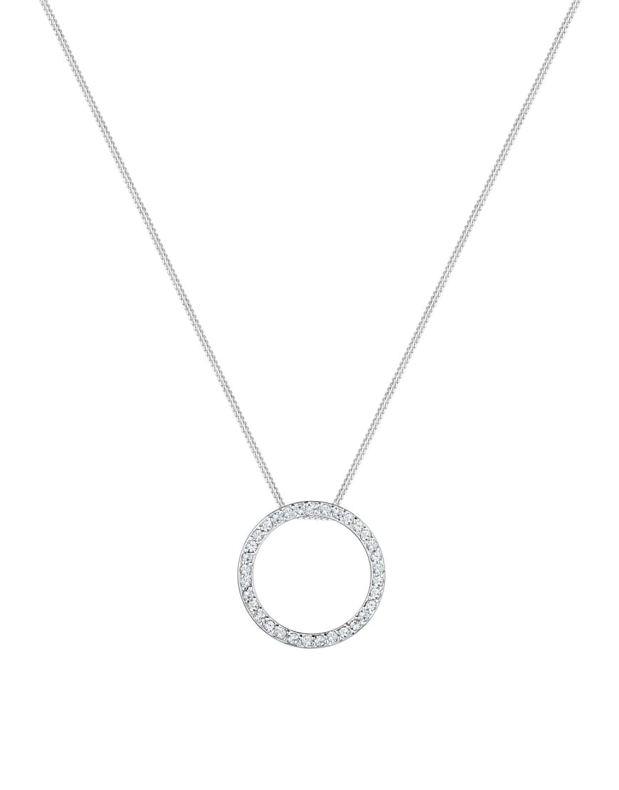 Elli - Silberfarbene Damenhalskette aus 925er-Sterlingsilber mit rundem Anhänger und klassischem Schmucksteinbesatz von Elli