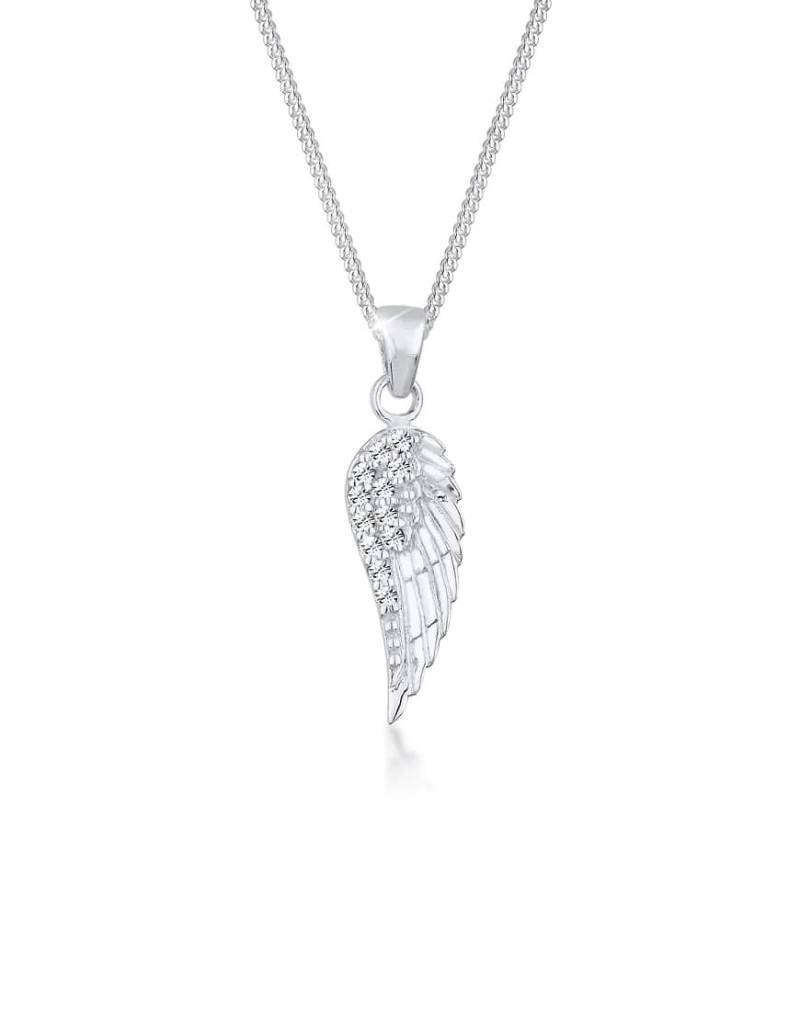 Elli - Silberfarbene Damenhalskette aus 925er-Sterllingsilber mit Flügelanhänger und Schmucksteinbesatz von Elli