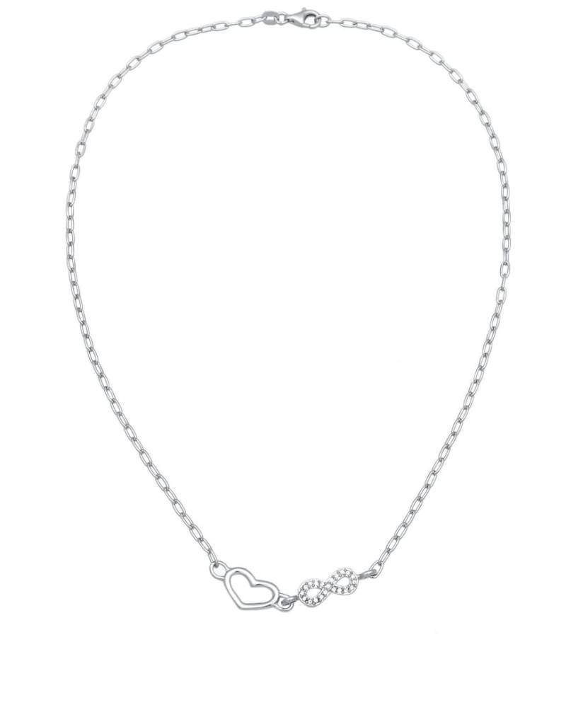 Elli - Silberfarbene Halskette aus 925er-Sterlingsilber mit Herzanhänger mit weißen Strasssteinchen im Xilion-Schliff, 40 cm Länge von Elli