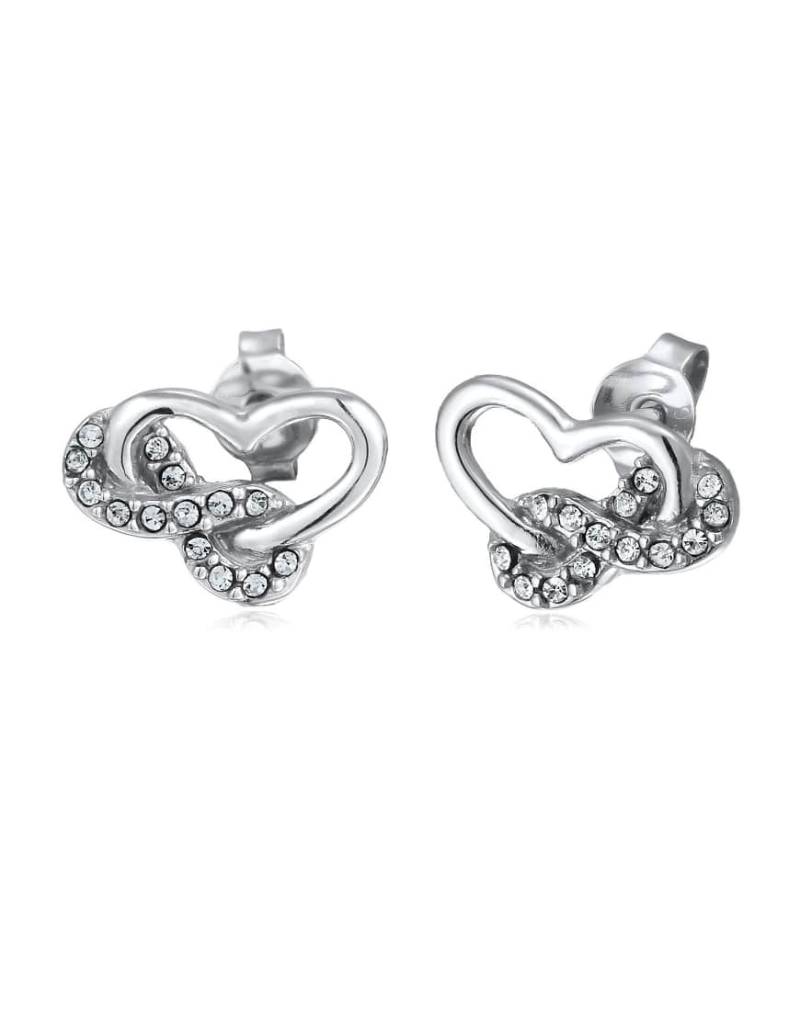 Elli - Silberfarbene Ohrstecker aus 925er-Sterlingsilber mit weißen Strasssteinchen im Xilion-Schliff von Elli