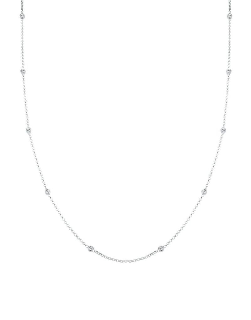 Elli - Silberfarbene Solitär-Halskette aus 925er Sterlingsilber mit weißen Strasssteinchen von Elli