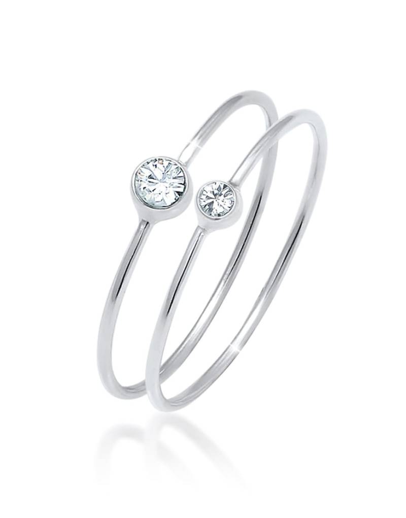 Elli - Silberfarbener Basic-Ring aus 925er-Sterlingsilber mit Kristallstein von Elli