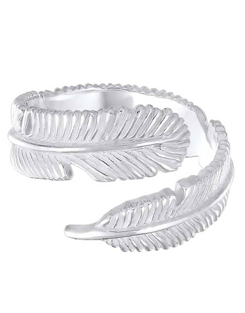 Elli - Silberfarbener Boho-Ring aus 925er-Sterlingsilber im Feder-Wickeldesign von Elli