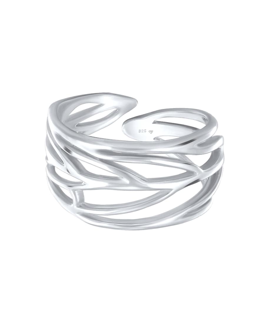 Elli - Silberfarbener Ring aus 925er-Sterlingsilber im Blatt-Wickeldesign von Elli