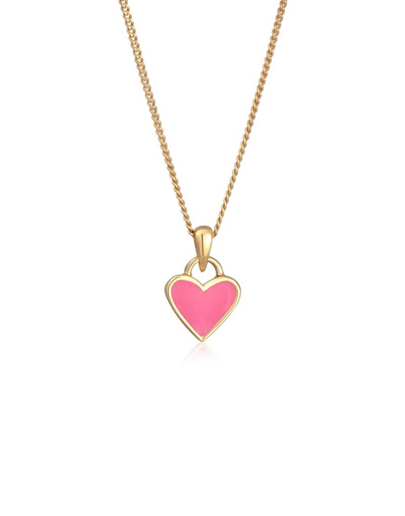 Elli - Vergoldete Halskette aus 925er Sterlingsilber mit Herz-Anhänger mit rosa Emaille von Elli