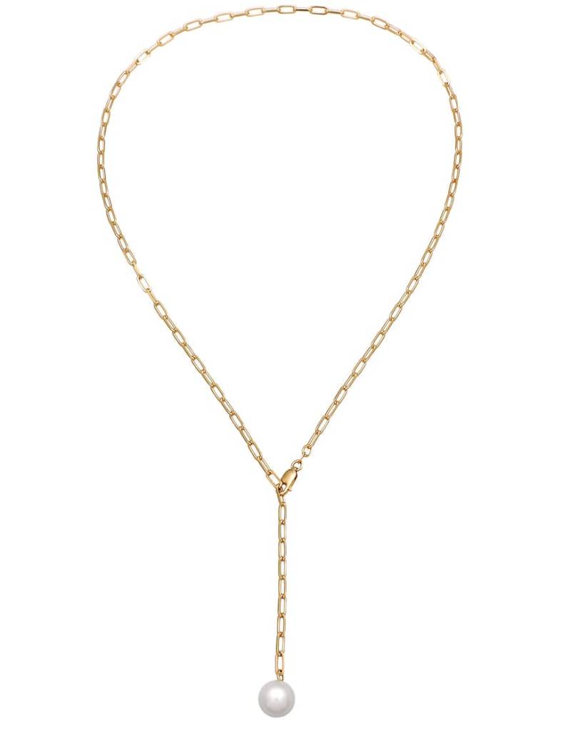 Elli - Y-Kette aus vergoldetem 925er-Sterlingsilber mit Kunstperle-Goldfarben von Elli