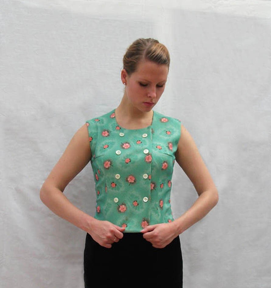 50Er Grüne Bluse, Rosendruck von EllieAndBarby