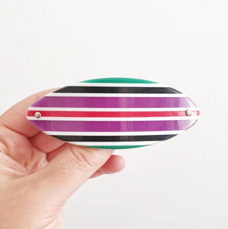 80Er Jahre Große Haarspange // Regenbogen Streifen von EllieAndBarby