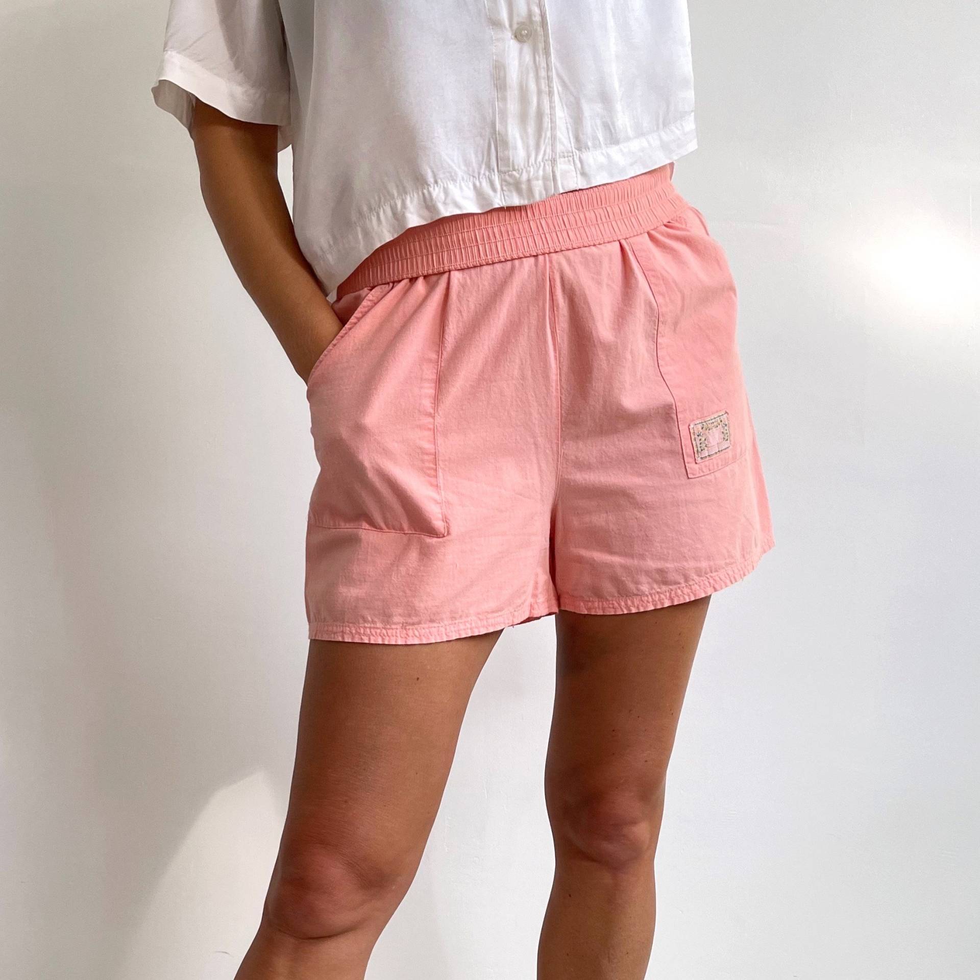 Vintage Pfirsich Boyfriend Boxershorts | Pastell Rosa Kurze Shorts Aus Baumwolle Mittelgroß von EllieAndBarby