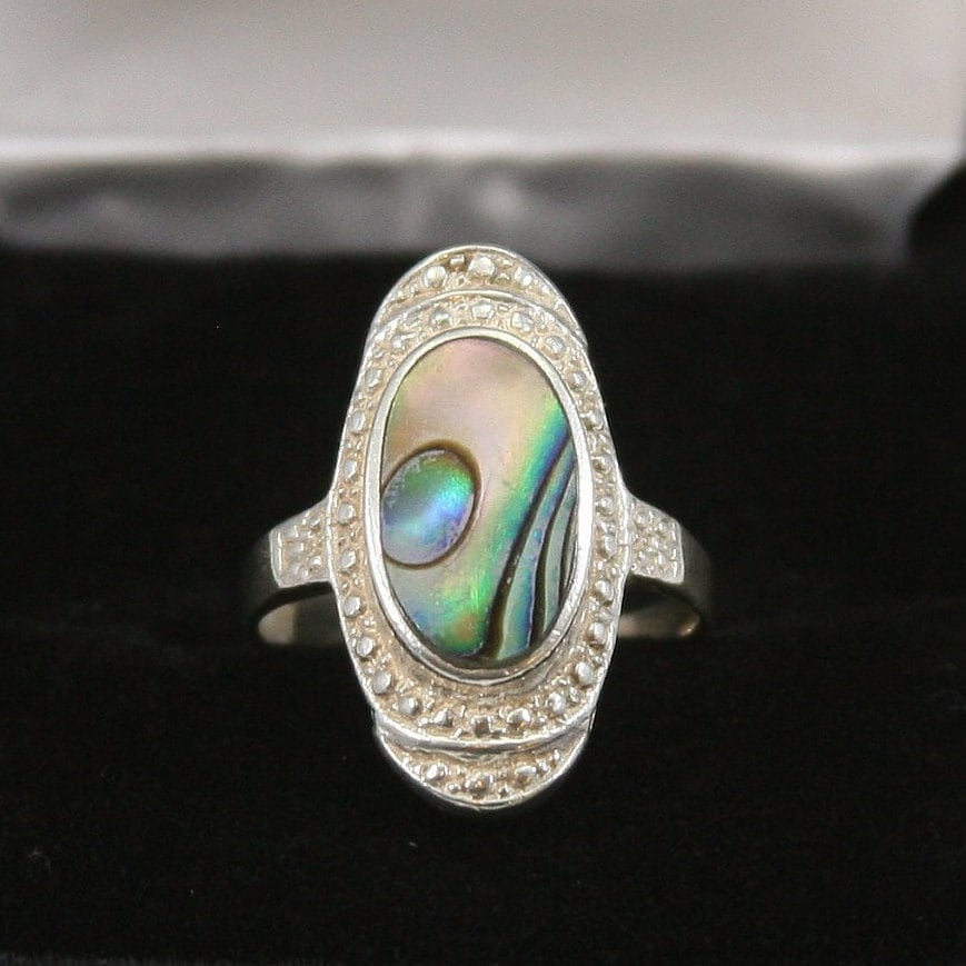 Vintage Abalone Sterling Silber Ring 925 von EllieBsBoutiqueTN