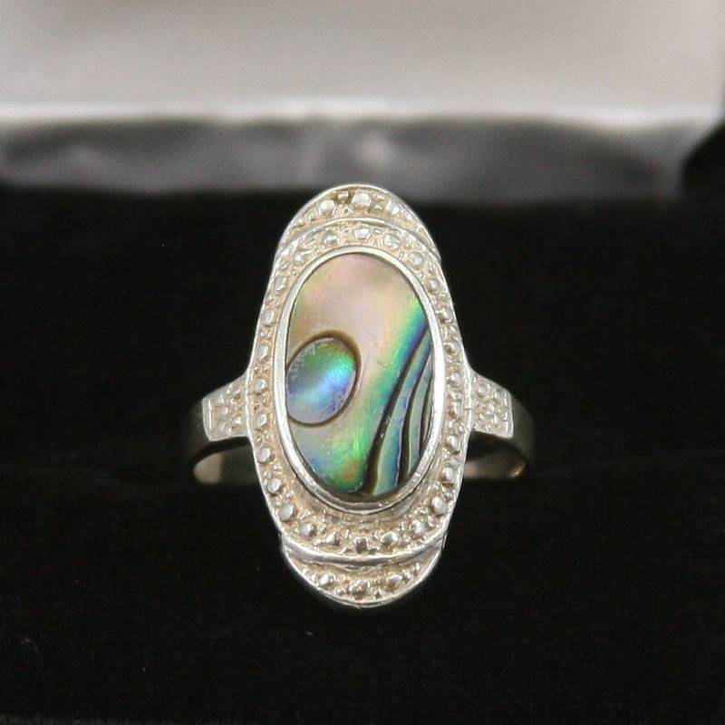 Vintage Abalone Sterling Silber Ring 925 von EllieBsBoutiqueTN