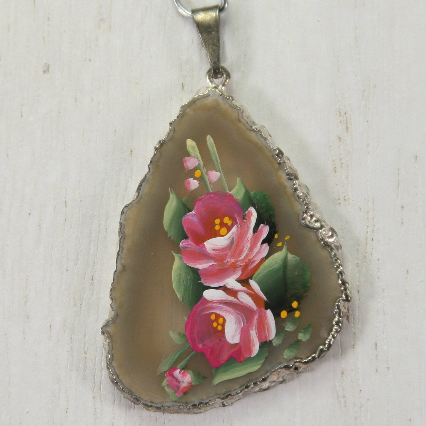 Vintage Handgemalte Florale Geode von EllieBsBoutiqueTN