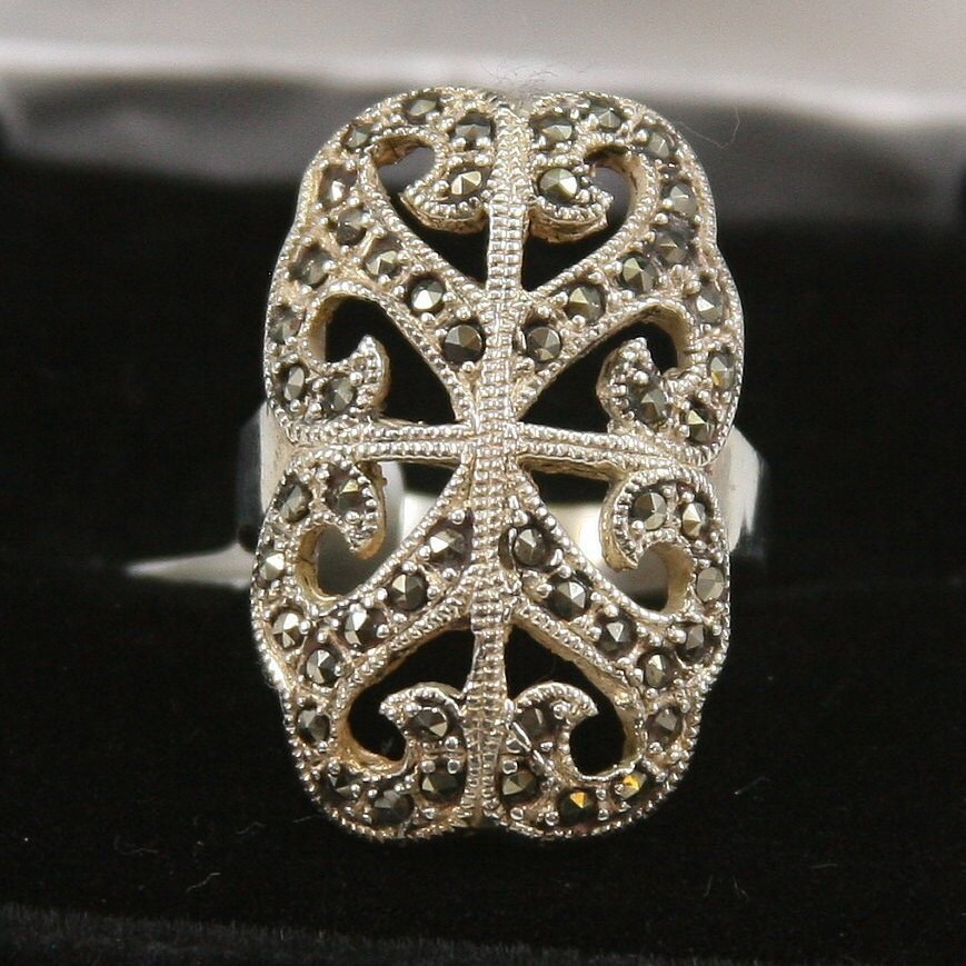 Vintage Markasit Sterling Silber Ring 925 von EllieBsBoutiqueTN