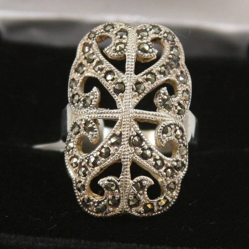 Vintage Markasit Sterling Silber Ring 925 von EllieBsBoutiqueTN