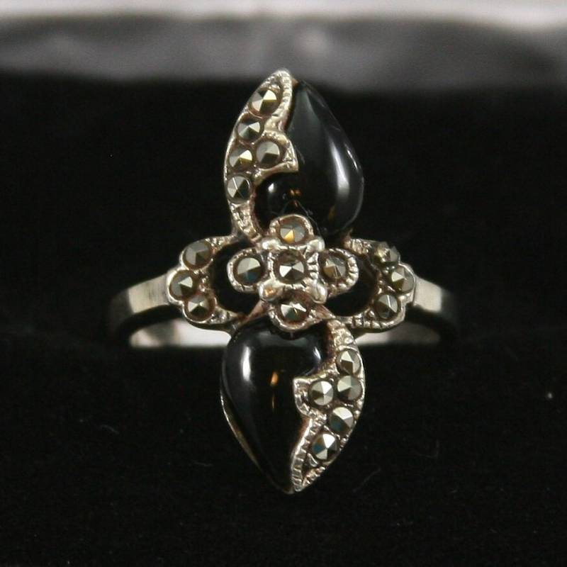 Vintage Onyx Sterling Silber Ring 925 von EllieBsBoutiqueTN