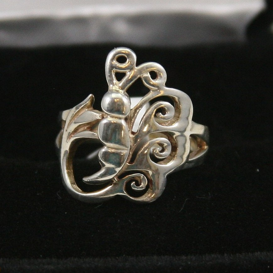 Vintage Schmetterling Sterling Silber Ring 925 von EllieBsBoutiqueTN
