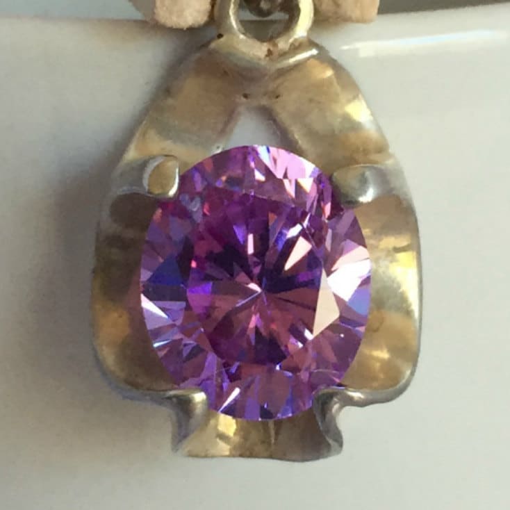 Vintage Sterling Silber 925 Anhänger Mit Purplecz Stein von EllieBsBoutiqueTN