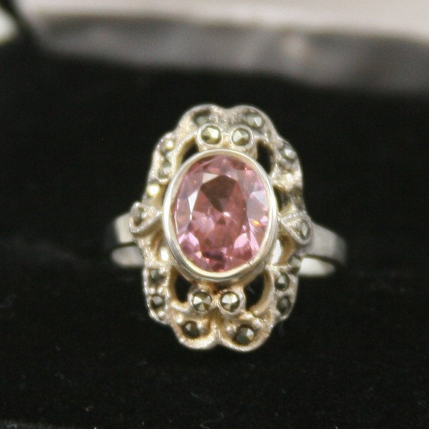 Vintage Sterling Silber Pink Cz Ring 925 von EllieBsBoutiqueTN