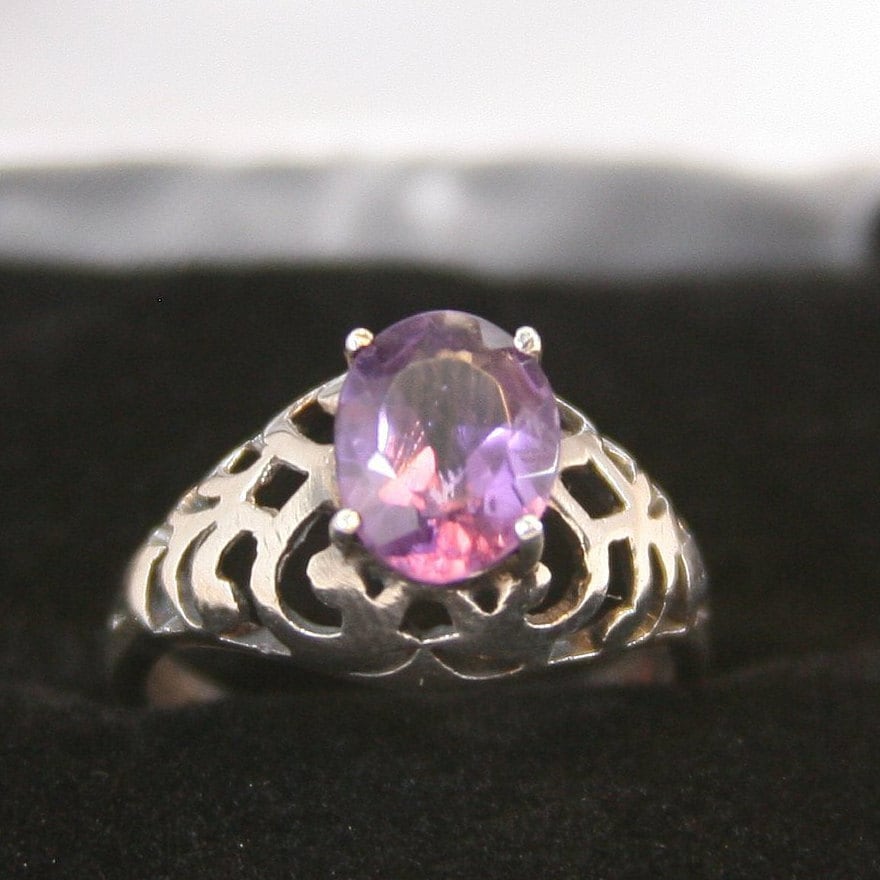 Vintage Sterling Silber Ring 925 Amethyst Stein von EllieBsBoutiqueTN