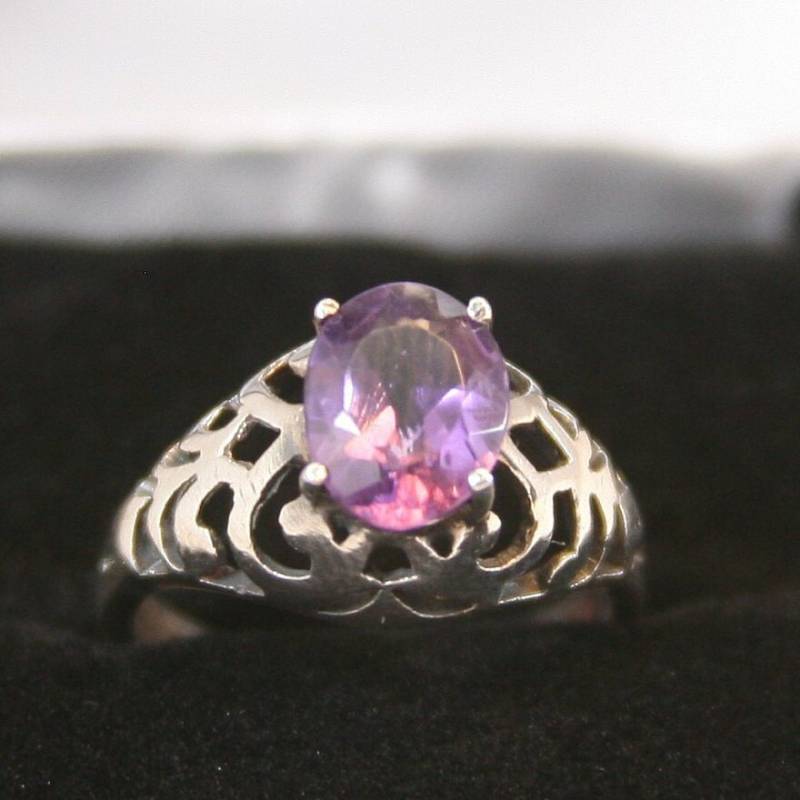 Vintage Sterling Silber Ring 925 Amethyst Stein von EllieBsBoutiqueTN