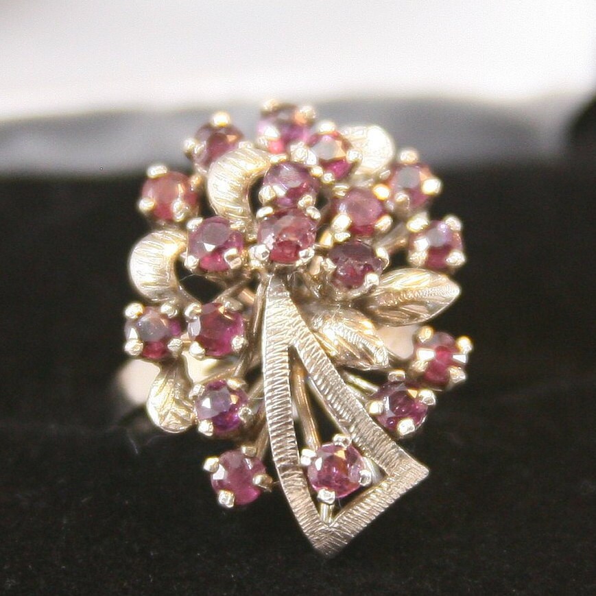 Vintage Sterling Silber Ring 925 Cluster Rubin von EllieBsBoutiqueTN