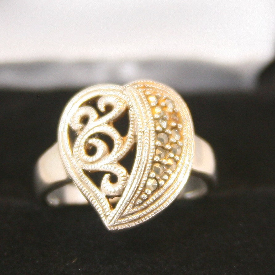Vintage Sterling Silber Ring 925 Markasit Steine von EllieBsBoutiqueTN