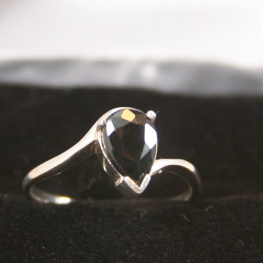 Vintage Sterling Silber Ring 925 Schwarz Onyx Stein von EllieBsBoutiqueTN