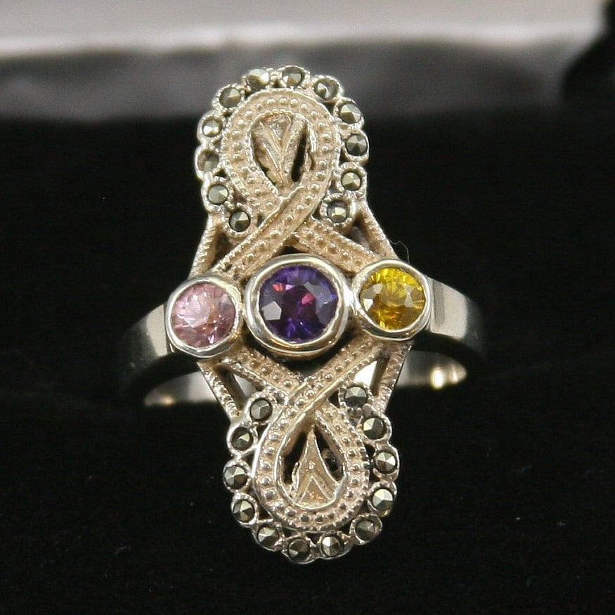 Vintage Sterling Silber Ring 925 von EllieBsBoutiqueTN