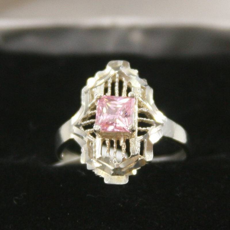 Vintage Sterling Silber Rosa Art Deco Inspiriert Cz Ring 925 von EllieBsBoutiqueTN