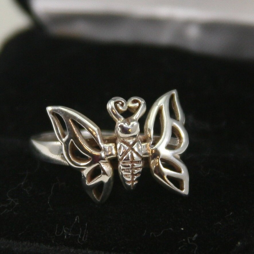 Vintage Sterling Silber Schmetterling Ring 925 von EllieBsBoutiqueTN