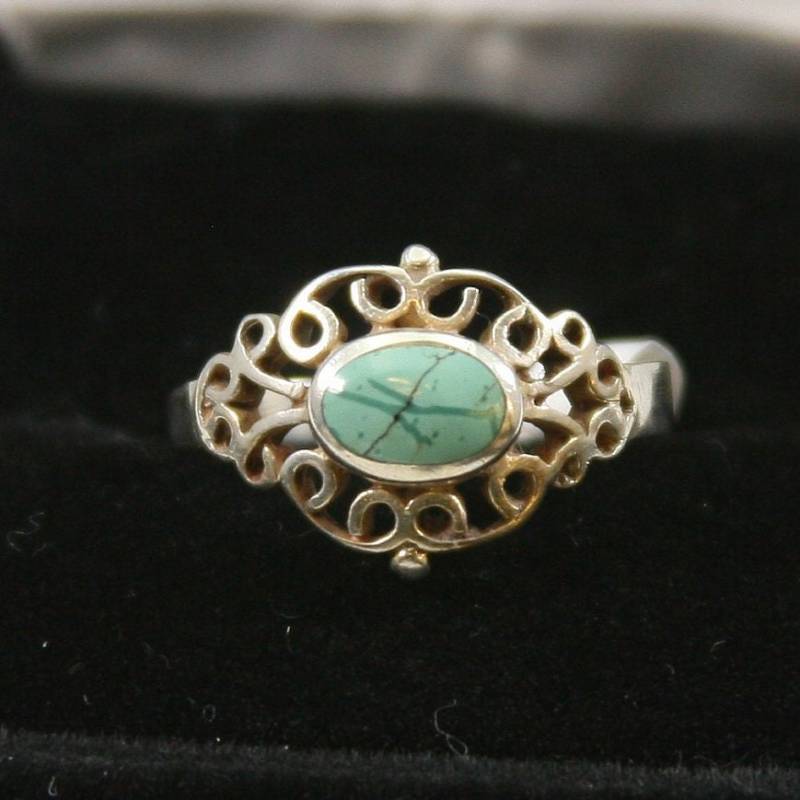 Vintage Sterling Silber Türkis Ring 925 von EllieBsBoutiqueTN
