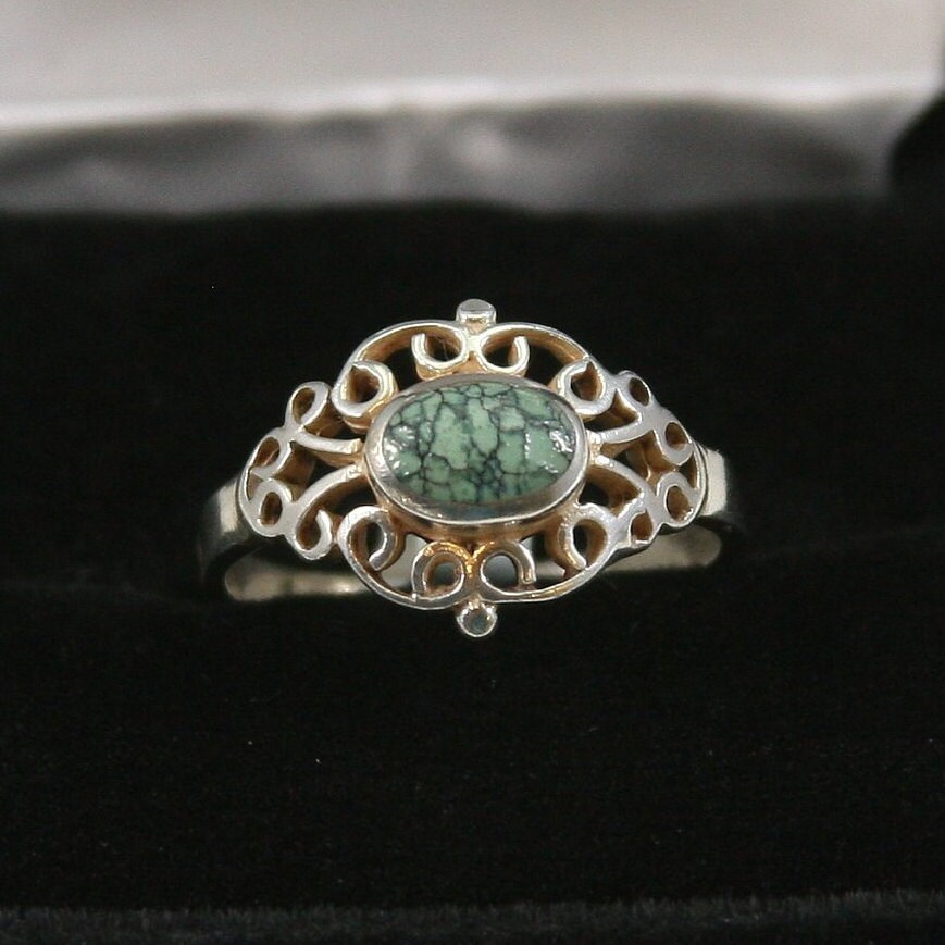 Vintage Türkis Sterling Silber Ring 925 von EllieBsBoutiqueTN