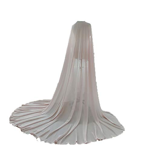 EllieHouse Damen Lange Chiffon Brautumhang Hochzeit Schleier Umhang T13 - Pink - 3 Meter von EllieHouse