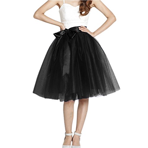 EllieHouse Damen Tutu Tutu Tüll Rock mit Schärpe PC06, Schwarz, Groß von EllieHouse