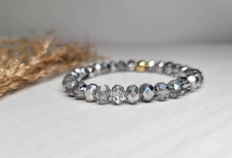 Silber Kristall Armband | Herbst Neutral Baby-Armband Mama Und Ich Verschlussarmband Stretch-Armband Babyschmuck Schmuck von EllieKayCo