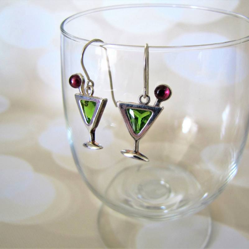 Appletini Cocktail Sterling Silber Ohrringe von EllieLanceCreations