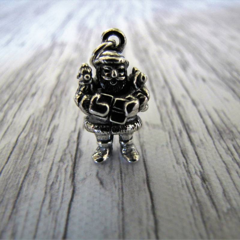 sterling Silber Santa Anhänger Freude Am Geben, Weihnachtssammler von EllieLanceCreations