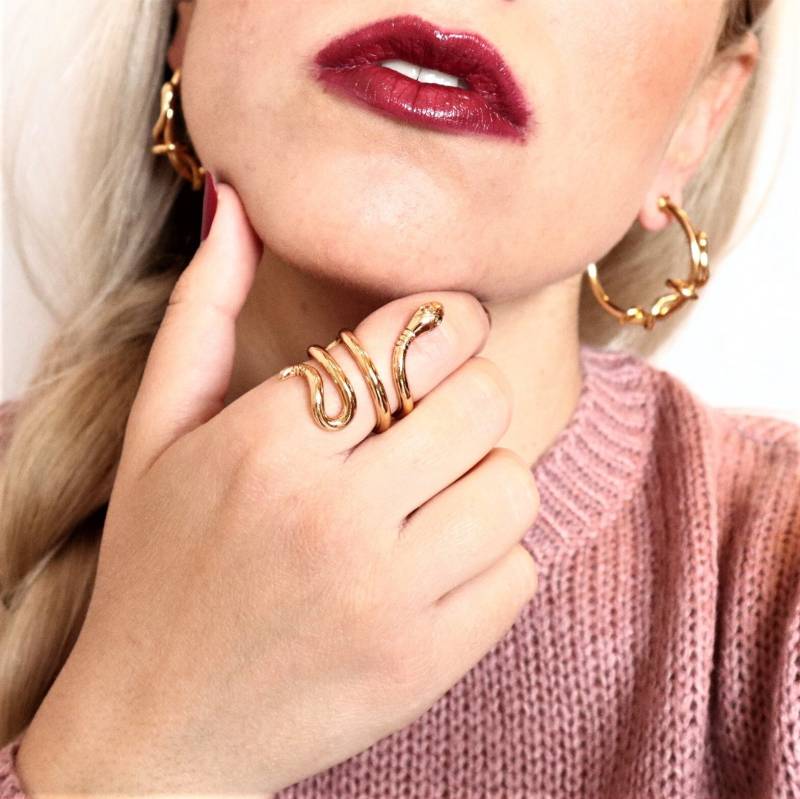 Handgemachte Messing Schlange Ring 18K Vergoldeter Schlangen Schmuck Handgemachte Messing Schlange Ring 18K Vergoldeter Schlangen Schmuck von EllinasTreasures