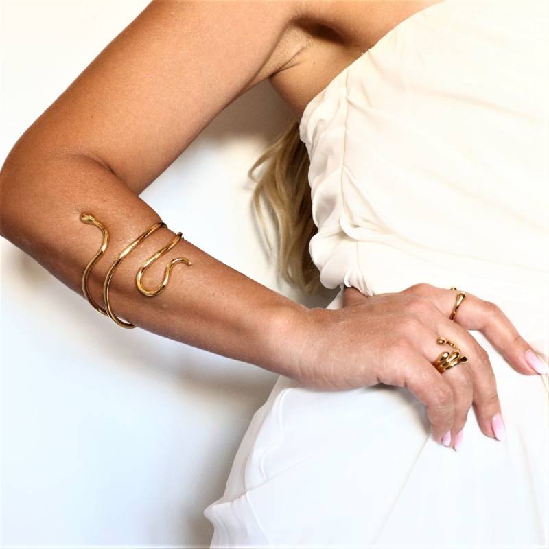 Handmade Vergoldetes Messing Schlange Arm Manschette Armband Handmade Vergoldetes Messing Schlange Arm Manschette Armband von EllinasTreasures