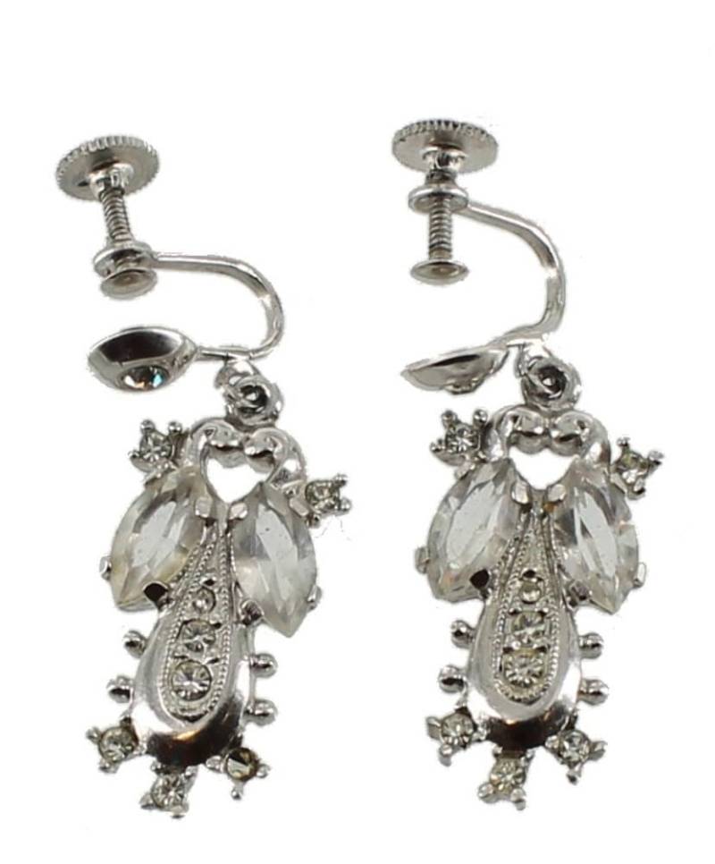 Antike Deco Sterling Paste Strass Atemberaubende Tropfen Baumschminen Zurück Ohrringe/Schöne Ohrringe/Sterling Ohrringe/Deco Ohrring von EllisAntiques