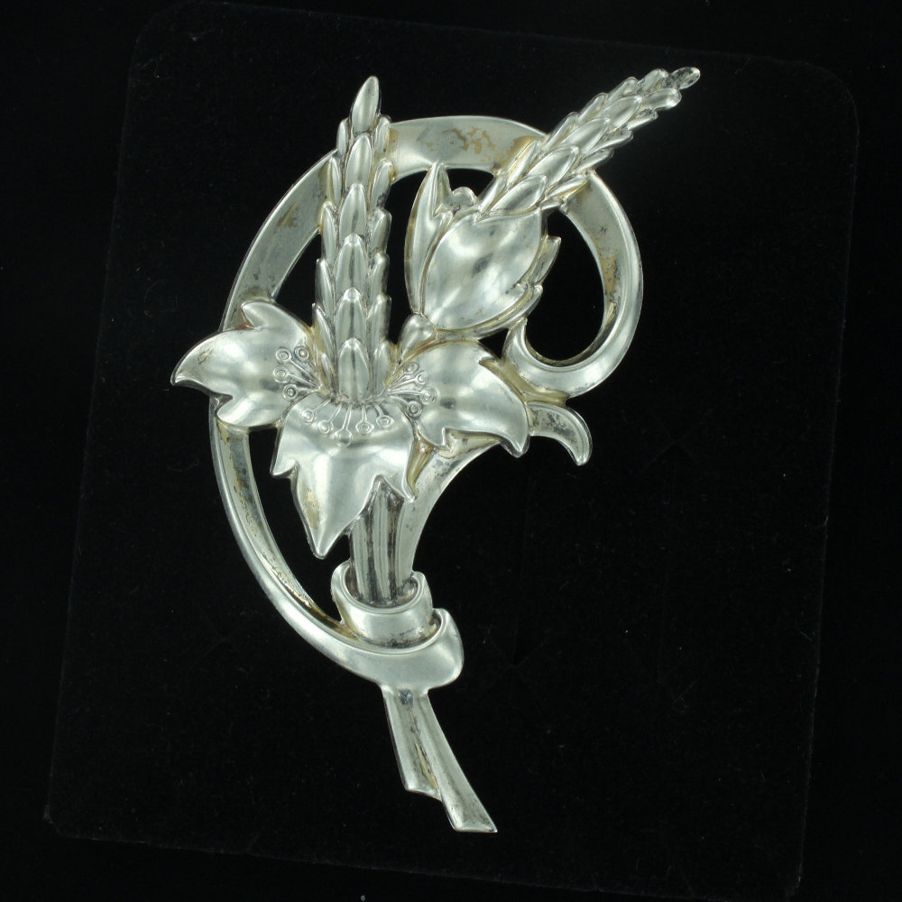Antike Sterling Silber Art Deco Floral Brosche Pin | 8, 5 cm H X 5, 1 cm von EllisAntiques