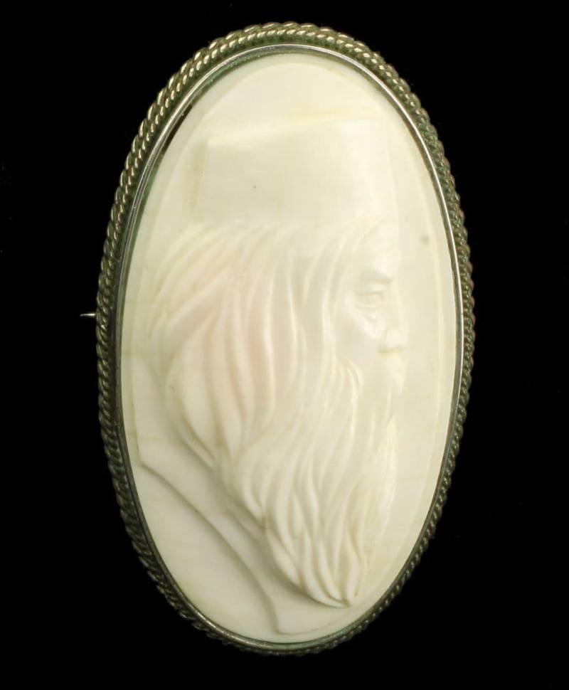 Antiker Jugendstil Engelshaut Koralle Cameo Anstecknadel Sterling Orientalisch Mann von EllisAntiques
