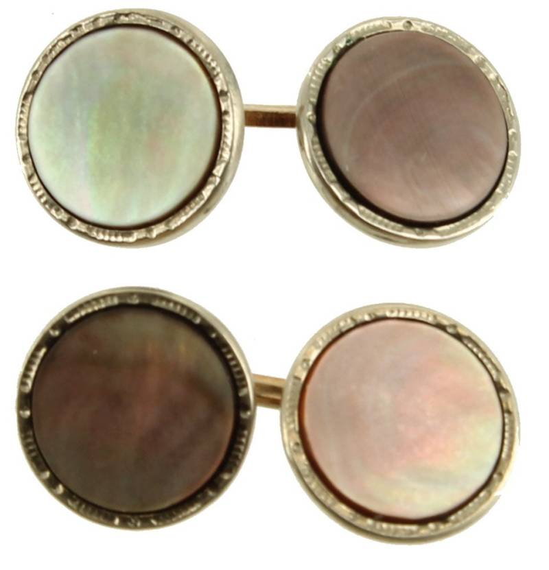 Antique Deco Gf Gold Filled Gelb & Weiß Abalone Manschettenknöpfe 1/2 "Breite/Gutes Geschenk Für Sie Ihn von EllisAntiques