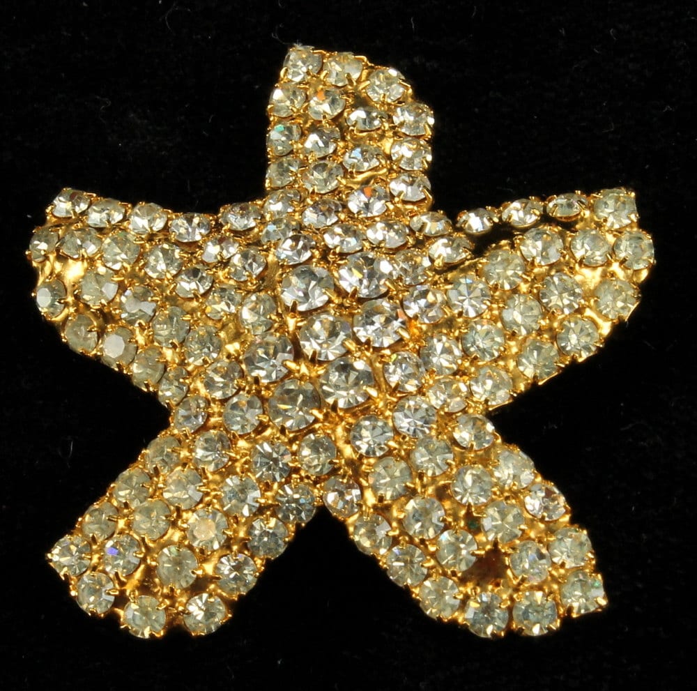 Jahrgang Dorothy Bauer Starfish Pflastern Swarovski-Kristallen Pin 1, 5" von EllisAntiques
