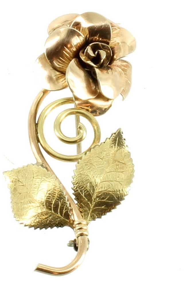 Jahrgang Gf Gold Gefüllt Diana Krementz Rose Einzelne Pin Blätter 2, 25"/ Pin/Krementz Schmuck/Gutes Geschenk von EllisAntiques