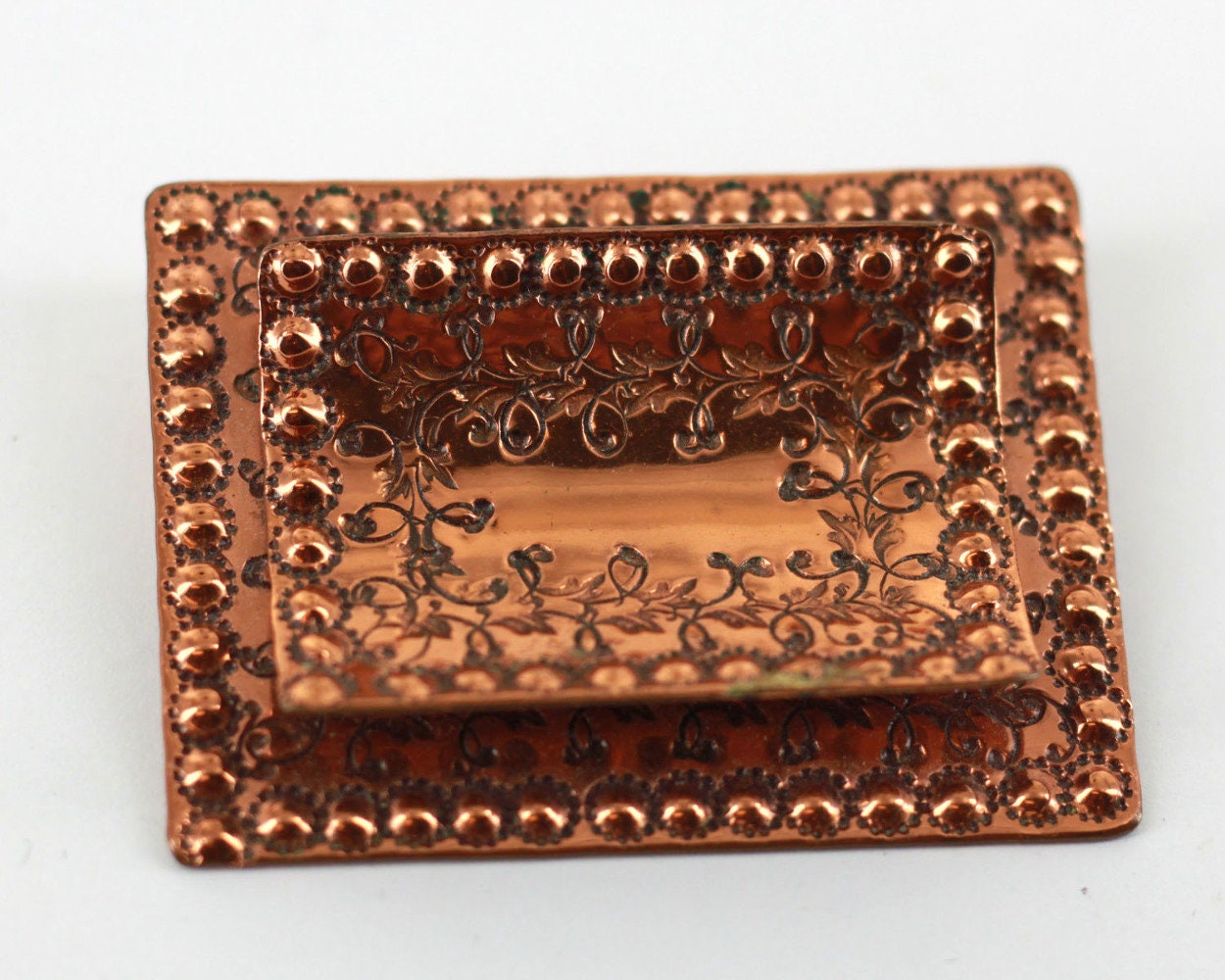 Jahrgang Gret Barkin Hand Schmiede Gravierten Kupfer Brosche von EllisAntiques