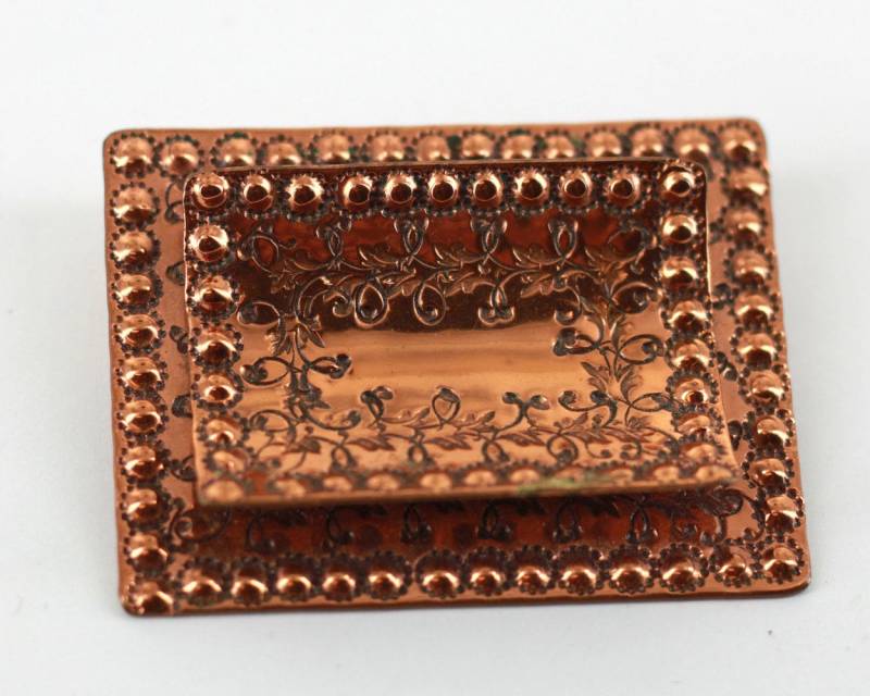 Jahrgang Gret Barkin Hand Schmiede Gravierten Kupfer Brosche von EllisAntiques