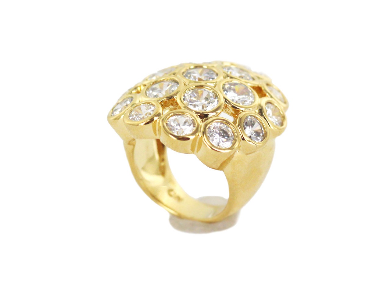 Vintage 18 K Vergoldet Diamant Paste Kristall Cluster Statemnet Ring Sz 5 Cn/Crystal Statement Cocktail von EllisAntiques