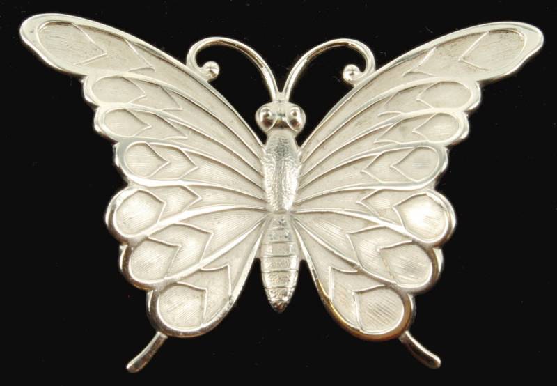 Vintage Beau Sterling Silber Schmetterling Pin - Gebürstet & Brite Silber, 5 cm von EllisAntiques