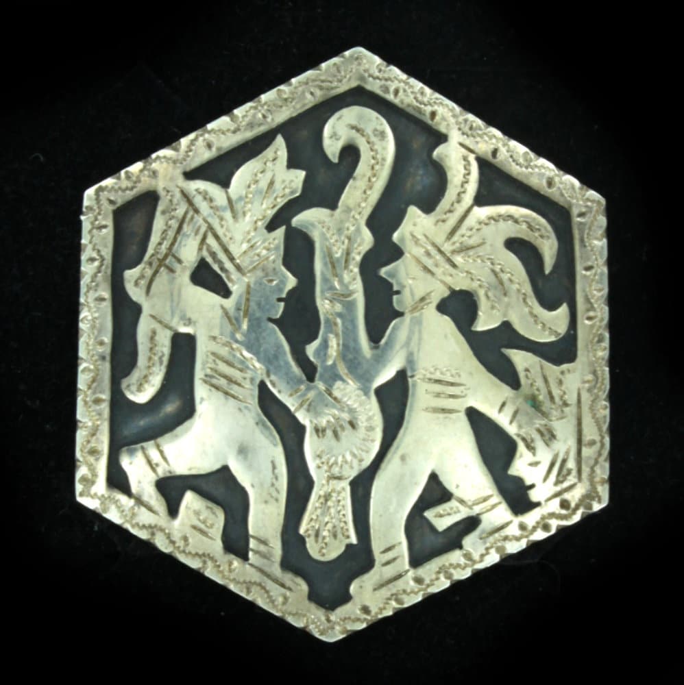 Vintage Guatemala 900 Silber Azteken Vogel Gott Geätzt Mtr Schicht Brosche 1, 5 "/ Gutes Geschenk/Für Sie Ihn von EllisAntiques